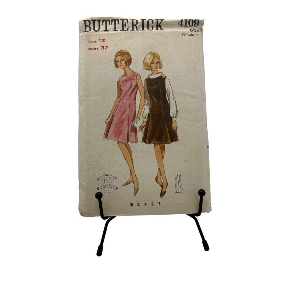 Butterick Sewing Pattern Jumper Blouse Size 12 Yolked Mini dress 1960s